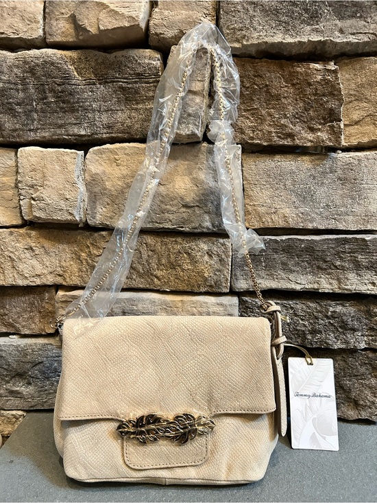 Tommy Bahama Handbags - Tommy Bahama Beige Feather-Embellished Crossbody Bag